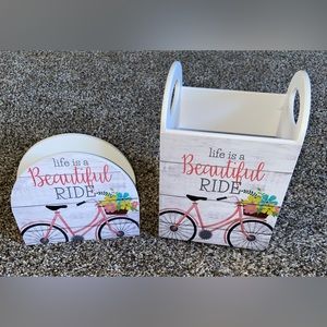 Vintage Bicycle Life is a Beautiful Ride Napkin & Utensil Holder